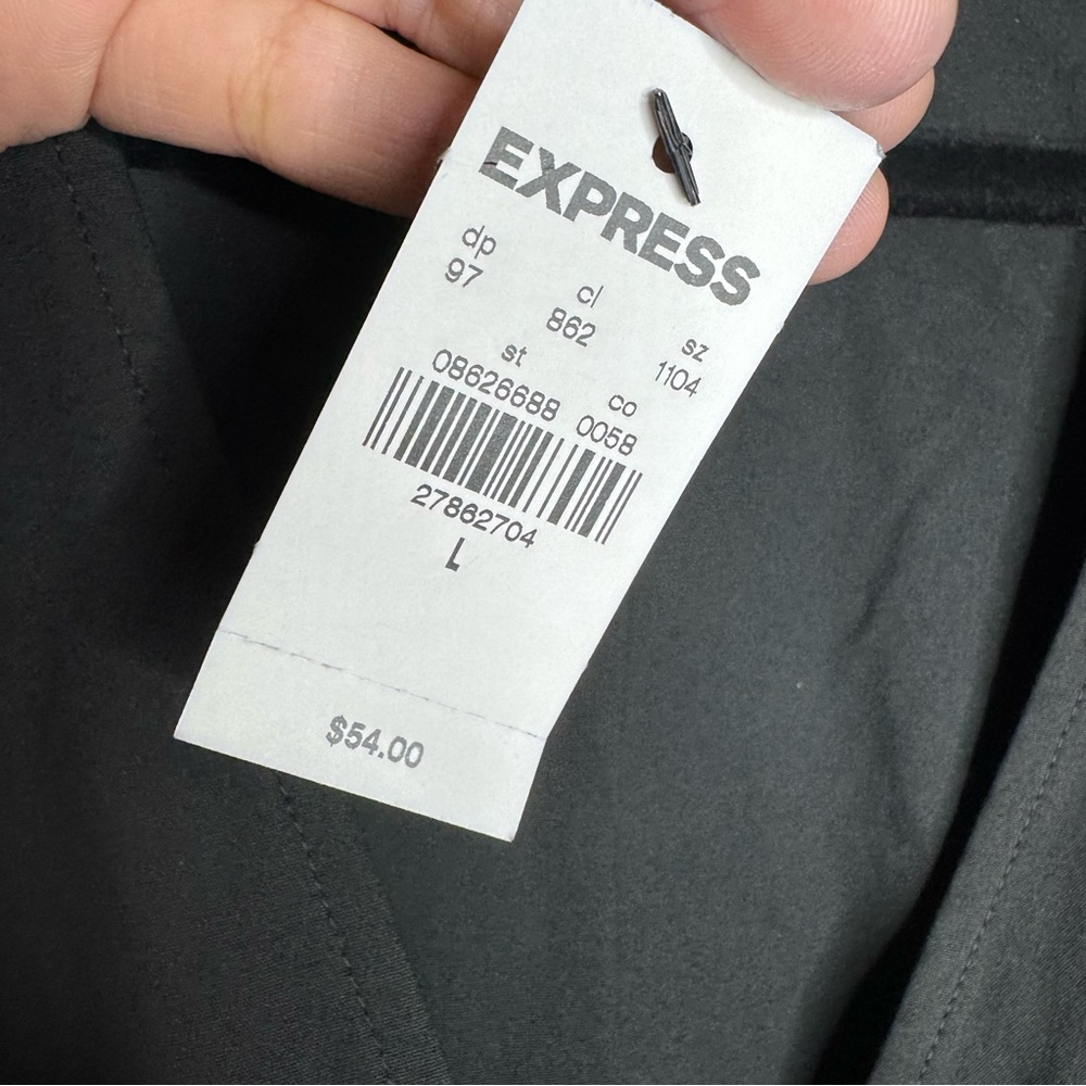 New Express Black V-Neck Wrap Flutter Sleeve Classy Preppy Minimalist Top Size L - Picture 8 of 8